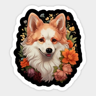 American Eskimo Dog Floral Sticker